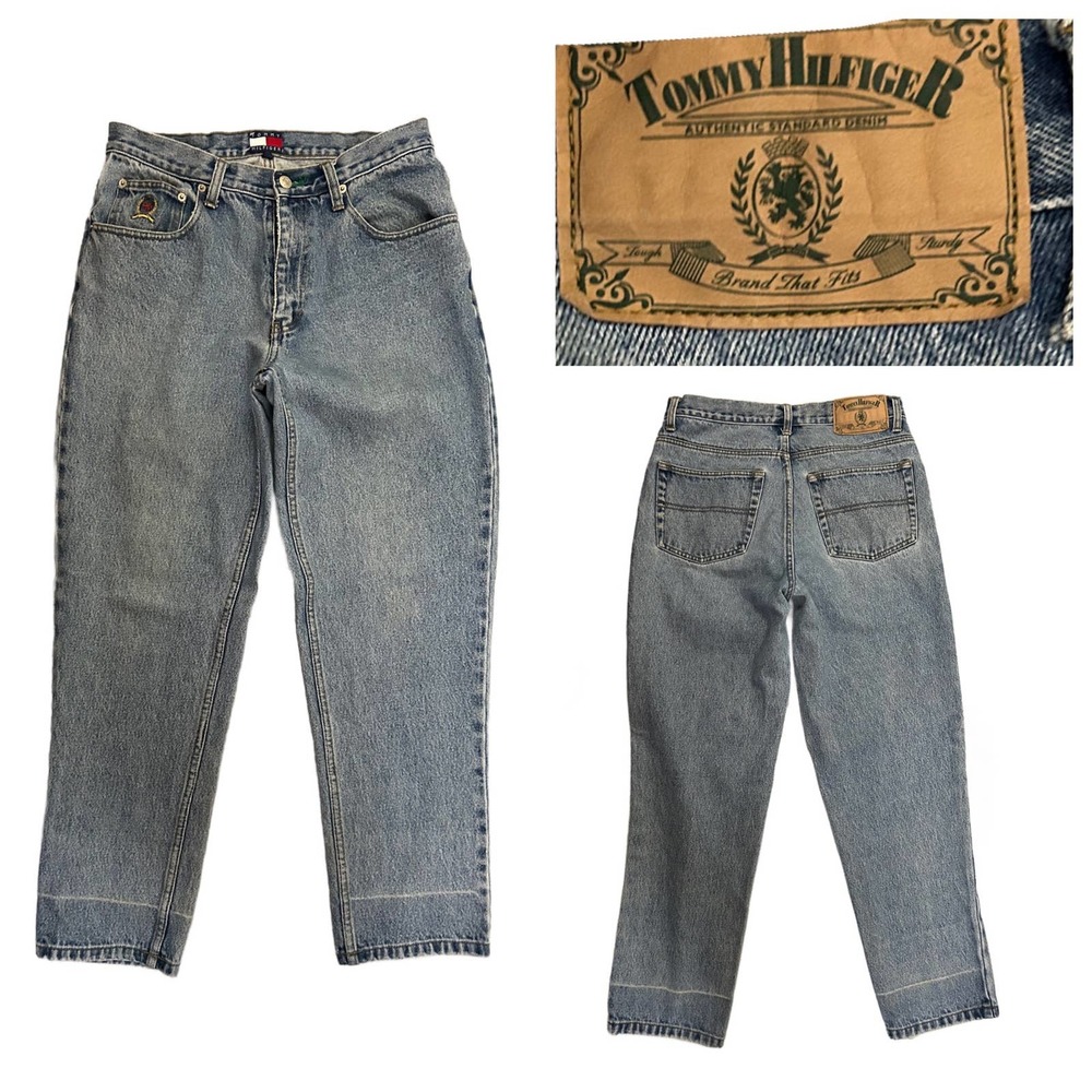 1990s Tommy Hilfiger High Waist Tapered Distressed Jeans / Women’s 30x29 *